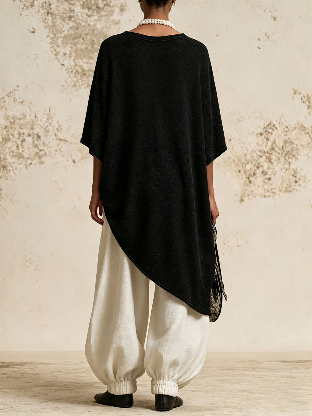 Rhinestone Star Asymmetrical Tunic Top & Linen‑Look Harem Pants 2‑Piece Outfit