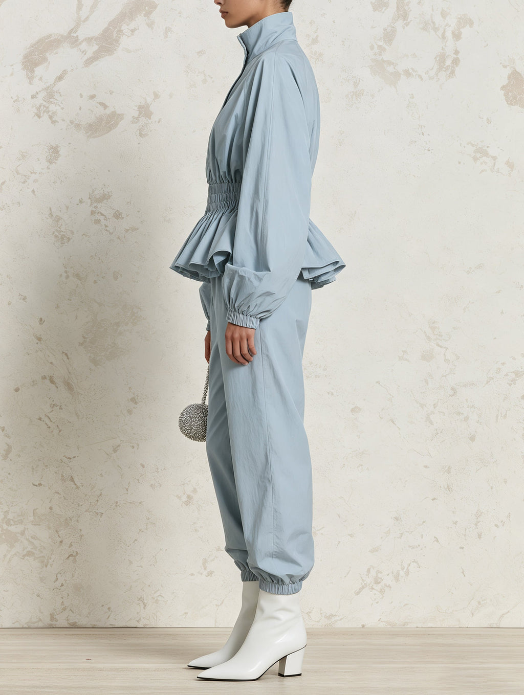 Ruffle Waist Lightweight Jacket & Jogger Set