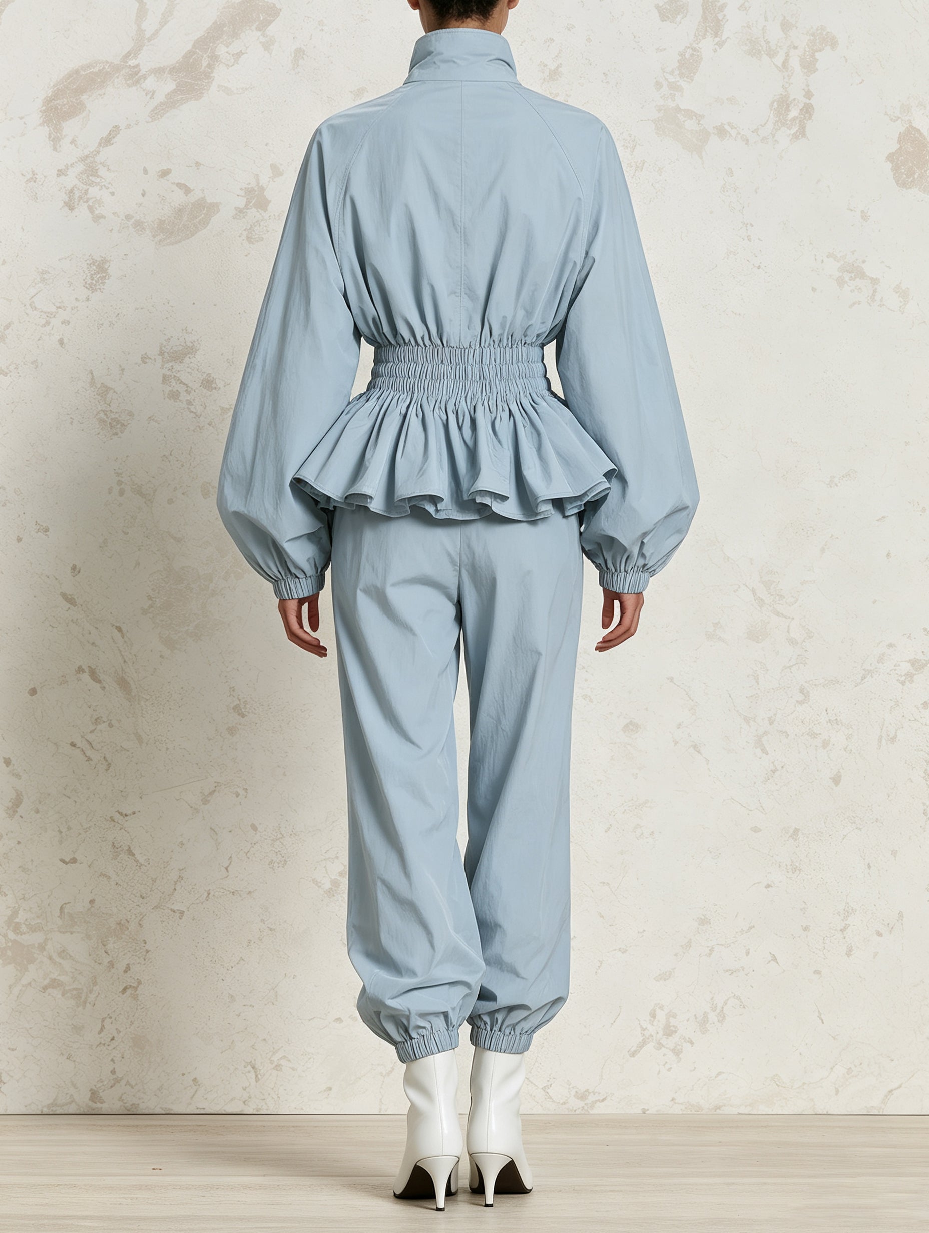 Ruffle Waist Lightweight Jacket & Jogger Set
