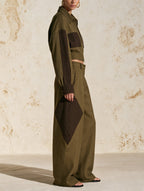 Utility Colorblock Zip-Up Jacket & Wide-Leg Pants Set