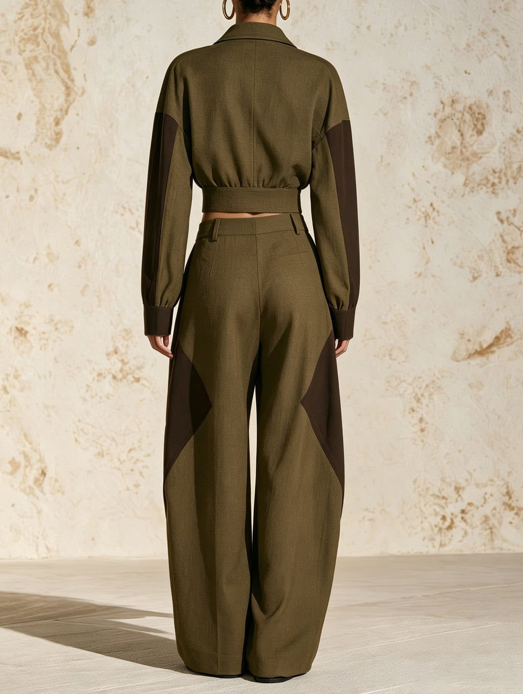 Utility Colorblock Zip-Up Jacket & Wide-Leg Pants Set