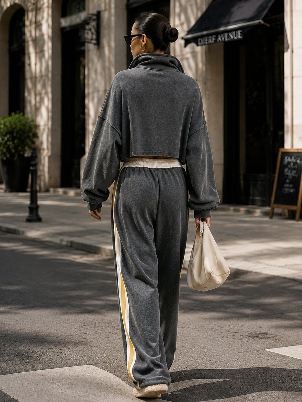 Women’s Oversized Half Zip Pullover & Wide Leg Sweatpants Set – Premium Casual Streetwear Tracksuit