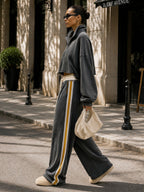 Women’s Oversized Half Zip Pullover & Wide Leg Sweatpants Set – Premium Casual Streetwear Tracksuit