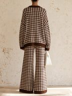 Houndstooth V-Neck Knit Two-Piece Set