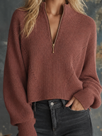 OCTAVIA | TERRACOTTA HALF-ZIP SWEATER