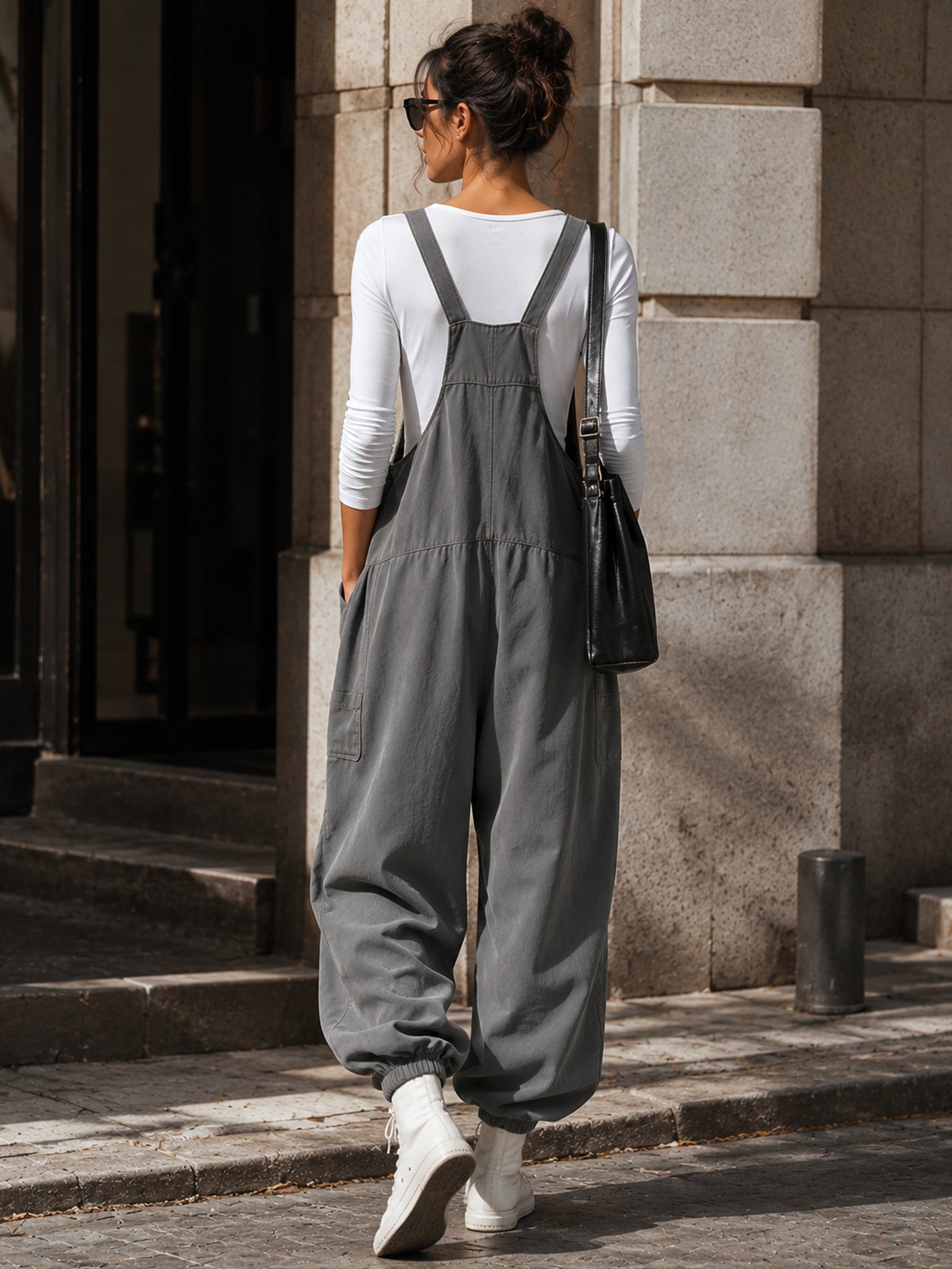 Women’s Casual Star Patch Bib Overalls