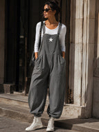 Women’s Casual Star Patch Bib Overalls