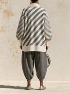 Striped V-Neck Shirt & Harem Pants Set