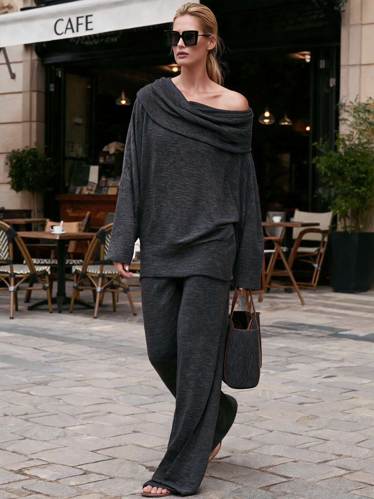 Off-Shoulder Drape Lounge Set