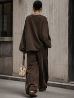 Distressed Cross Graphic Relaxed Sweatshirt & Wide-Leg Pants Set