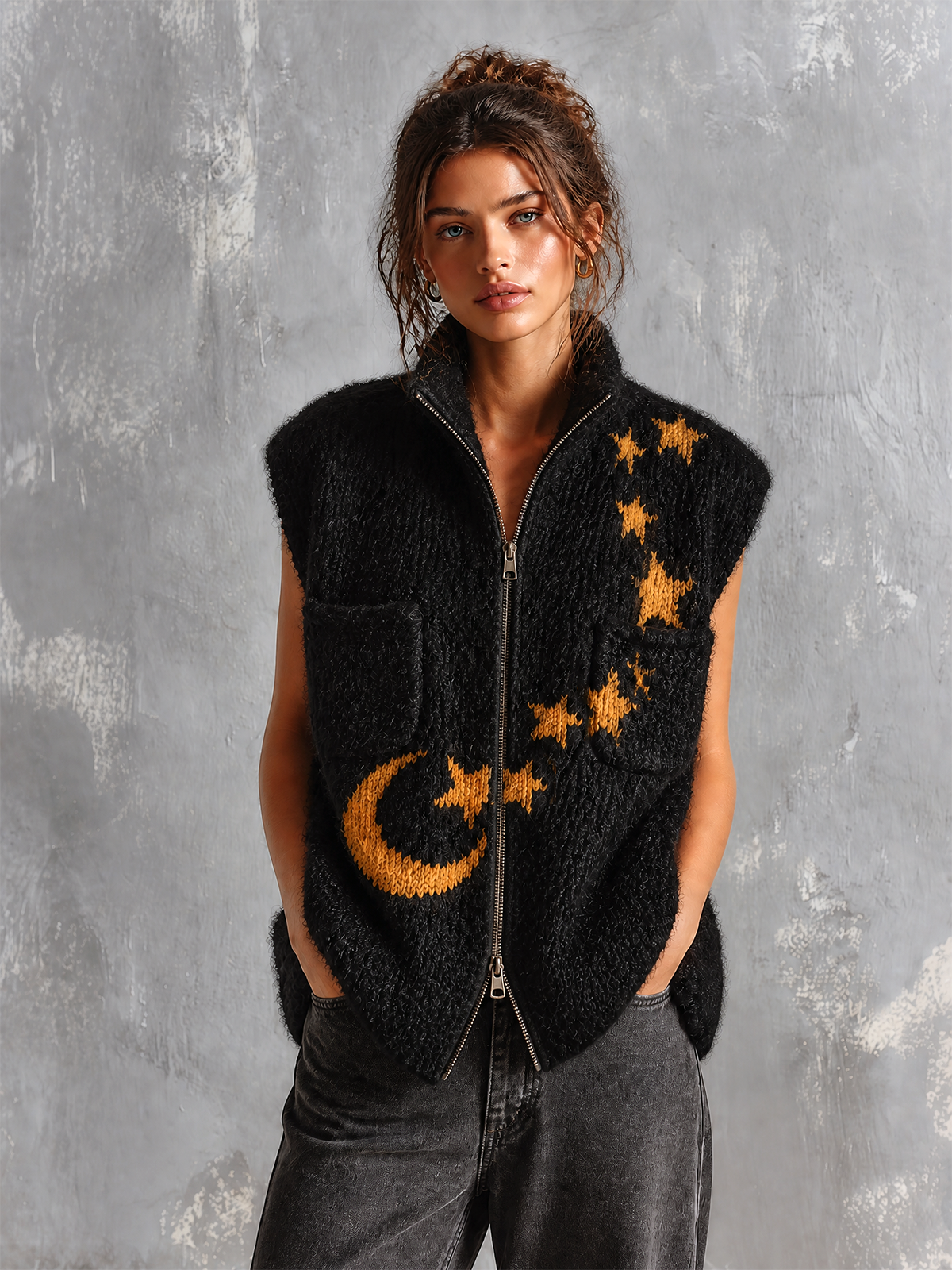 AMARA | MOON-STAR JACQUARD VEST