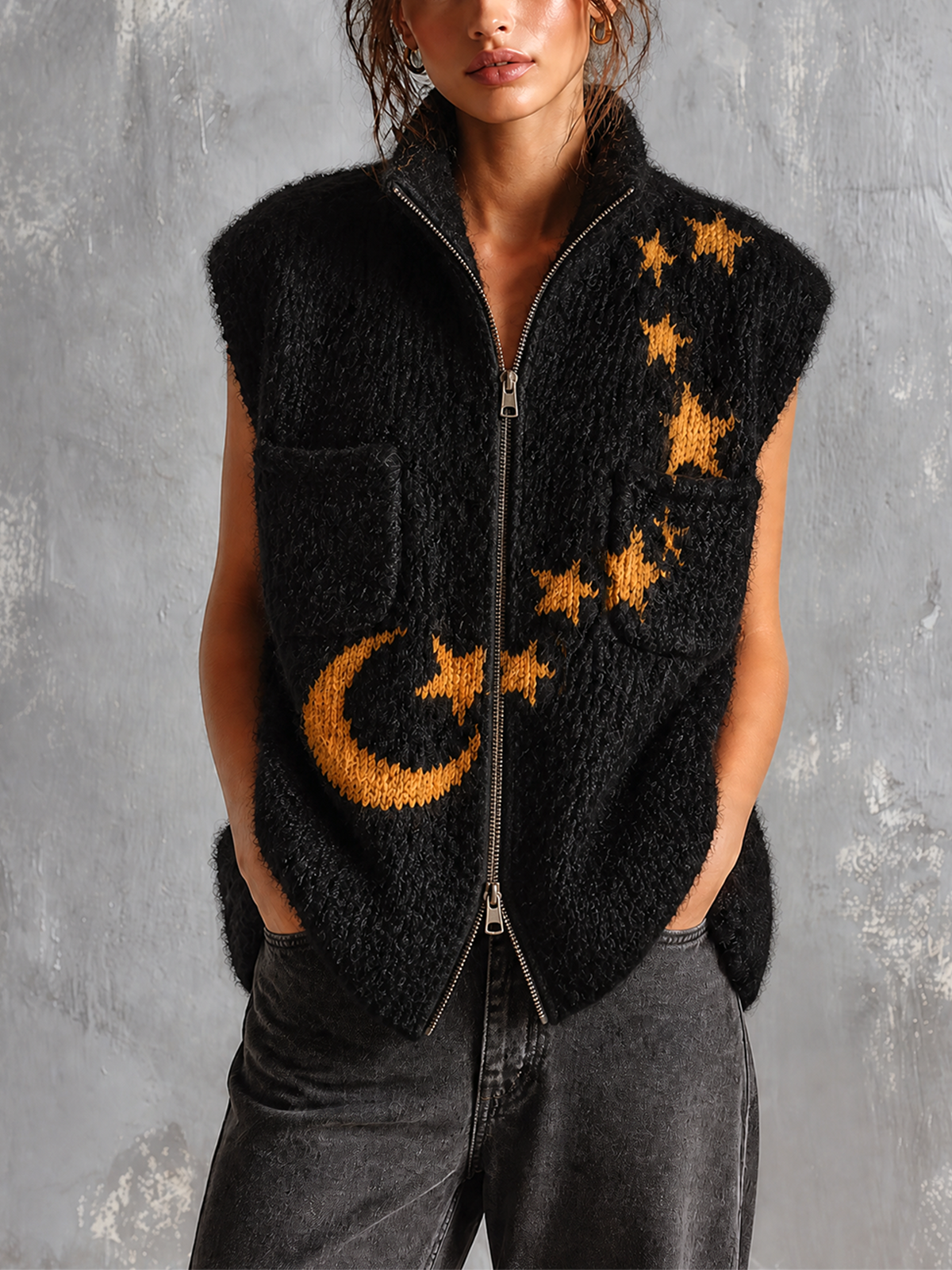 AMARA | MOON-STAR JACQUARD VEST