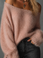 EVANGELINE | DUSTY PINK FUZZY SWEATER