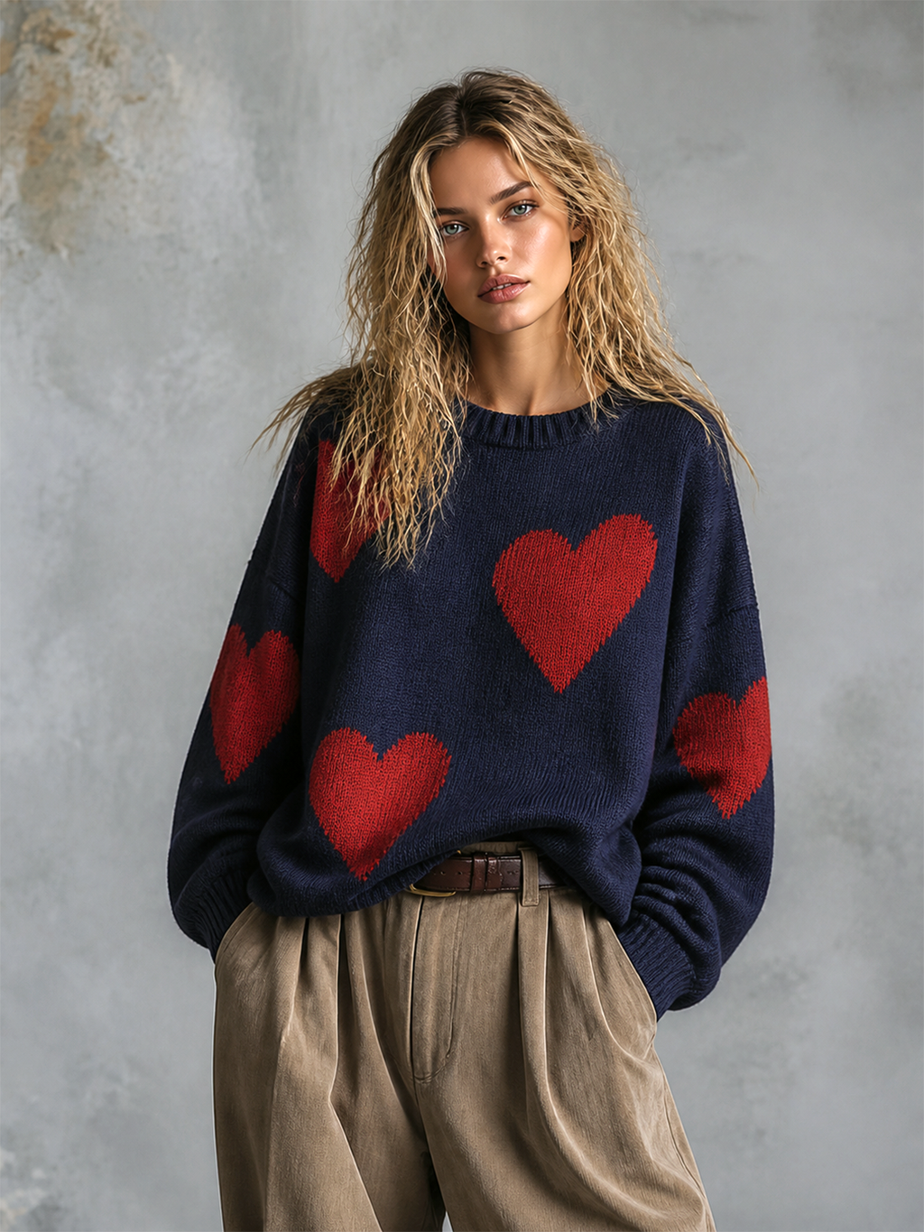 NADINE | NAVY HEART JACQUARD SWEATER