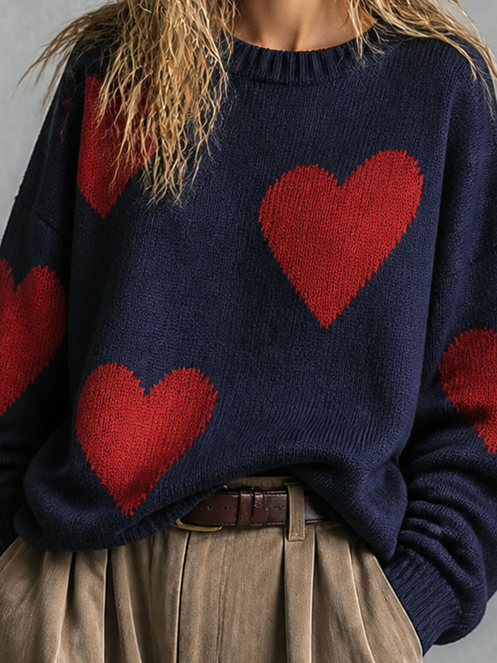 NADINE | NAVY HEART JACQUARD SWEATER