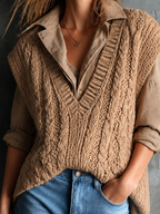 ASTRID | CAMEL CABLE VEST
