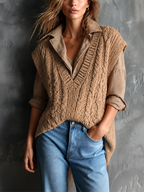 ASTRID | CAMEL CABLE VEST