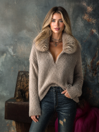 BERNADETTE | FAUX-FUR COLLAR SWEATER