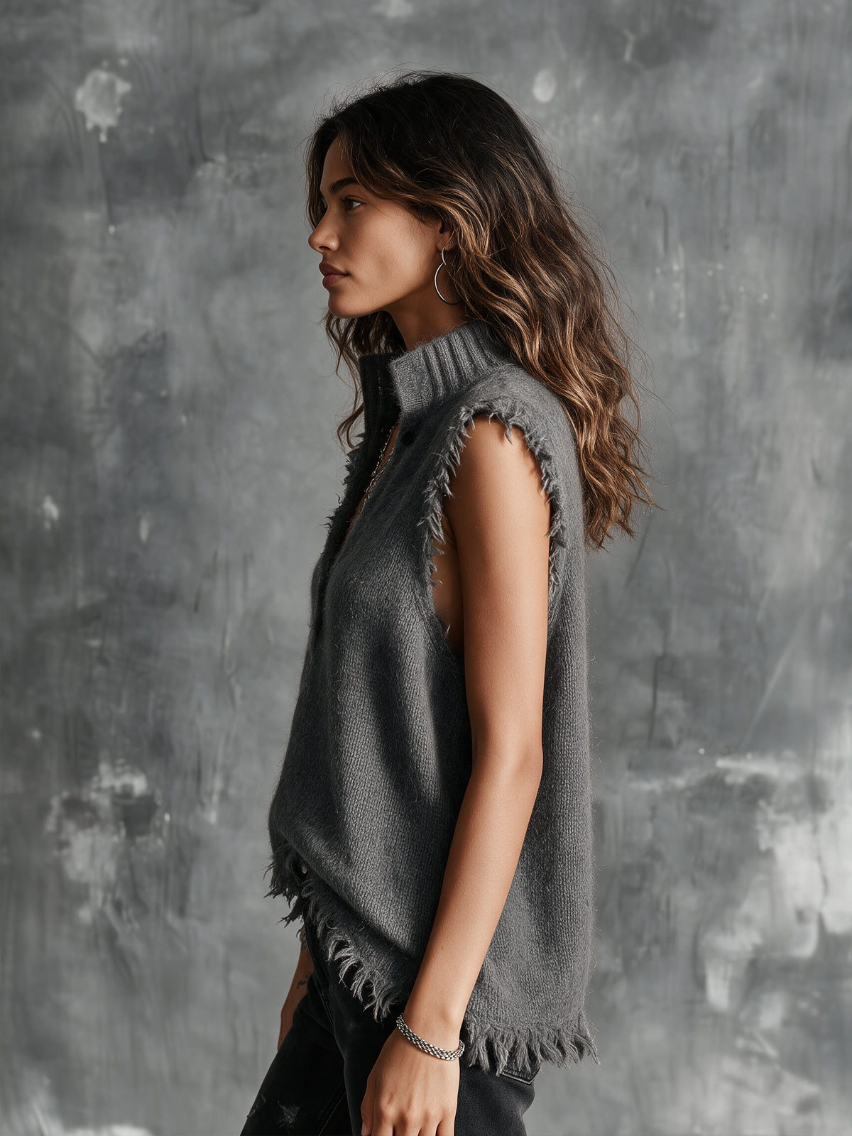 CATERINA | GREY MOHAIR VEST