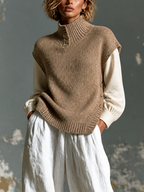 ARIADNE | CAMEL MOCK-NECK VEST