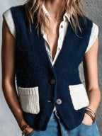 RHEA | NAVY COLOURBLOCK VEST