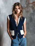 RHEA | NAVY COLOURBLOCK VEST