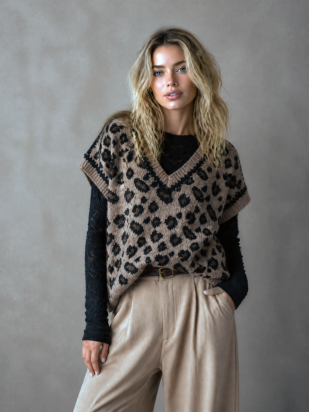 ROWENA | LEOPARD CAP-SLEEVE VEST