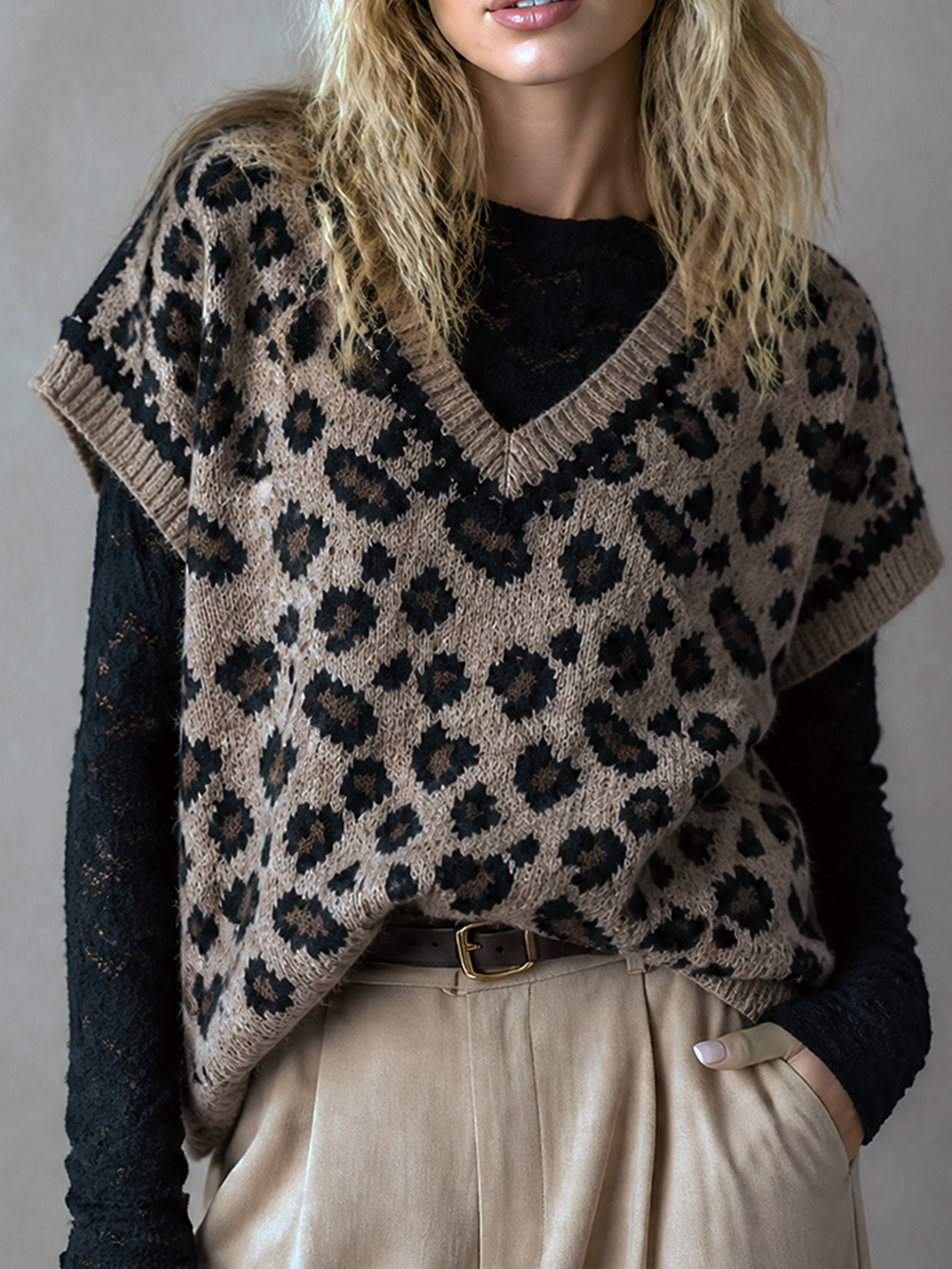 ROWENA | LEOPARD CAP-SLEEVE VEST