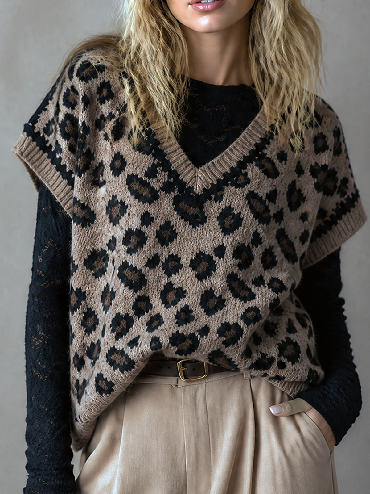 ROWENA | LEOPARD CAP-SLEEVE VEST