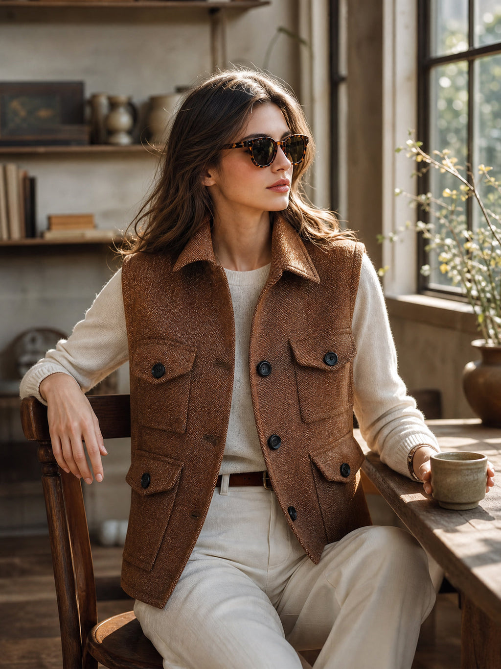 ANNELIESE | BROWN CARGO VEST