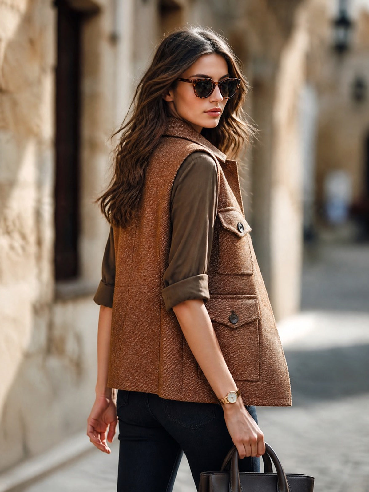 ANNELIESE | BROWN CARGO VEST