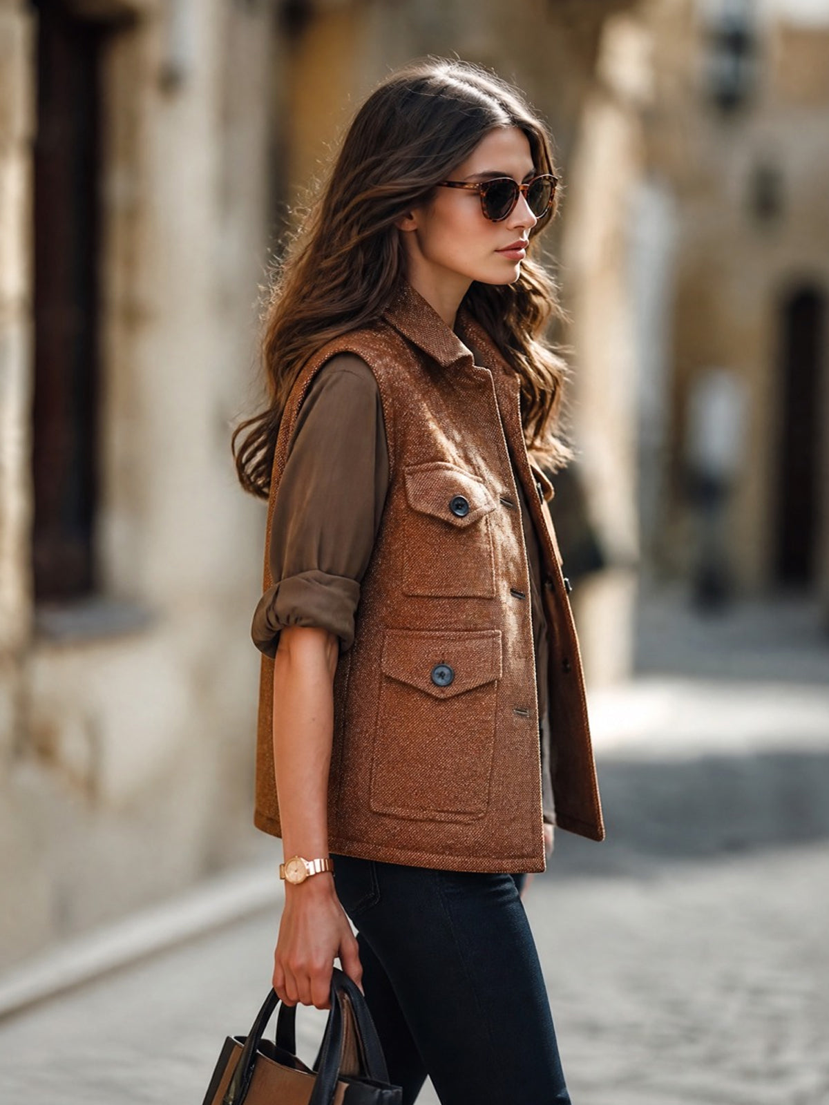 ANNELIESE | BROWN CARGO VEST