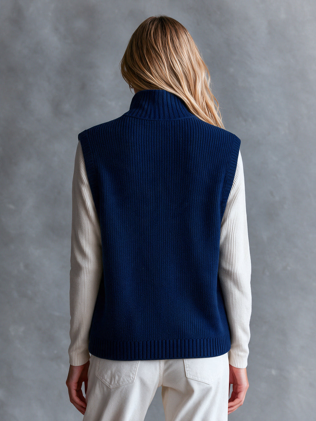 NERISSA | NAVY RIBBED VEST