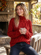 RENATA | RED CABLE-KNIT SWEATER