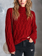 RENATA | RED CABLE-KNIT SWEATER