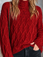 RENATA | RED CABLE-KNIT SWEATER