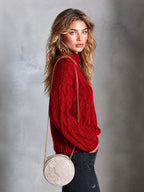 RENATA | RED CABLE-KNIT SWEATER