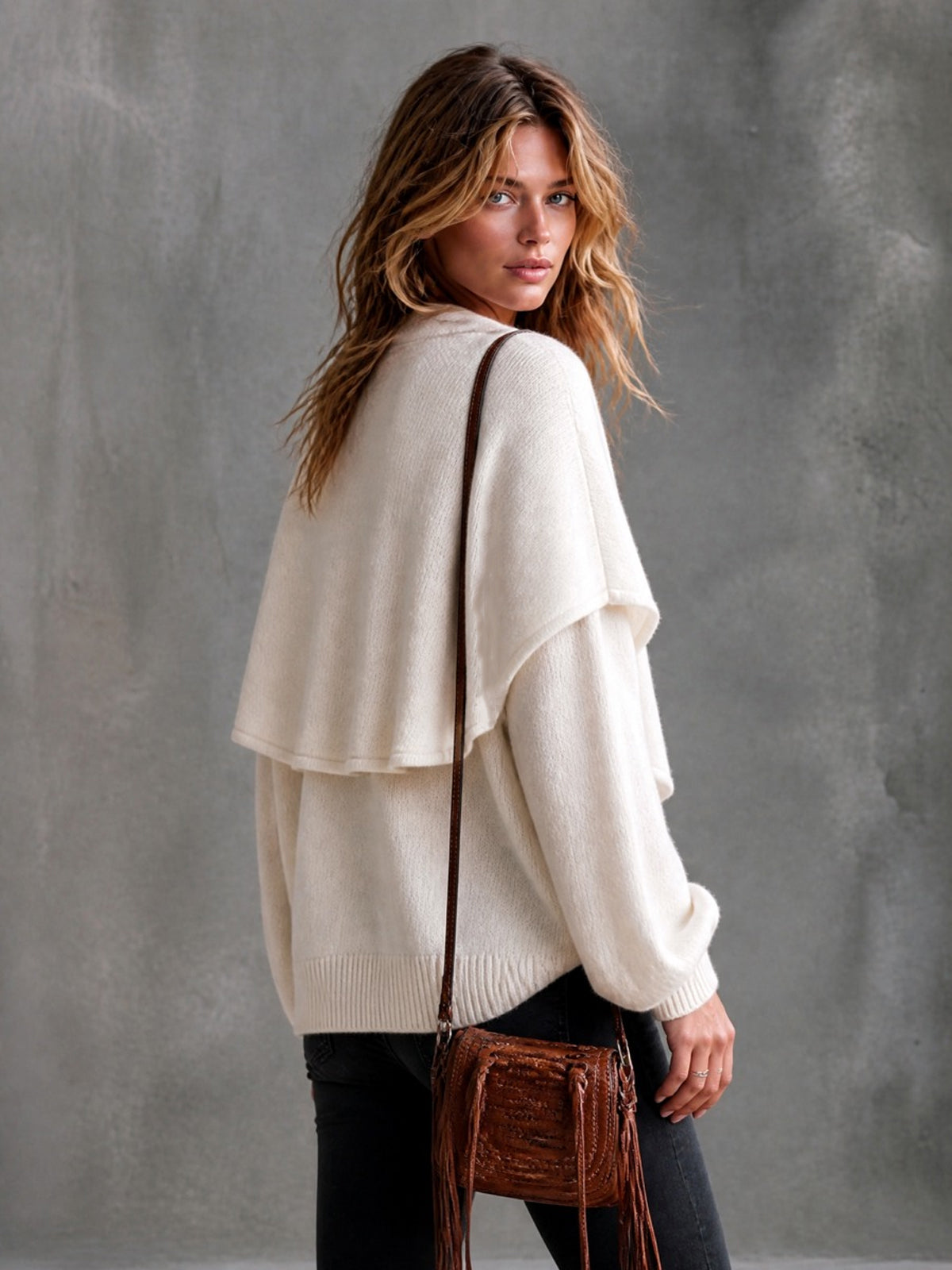 MILLICENT | BEIGE LAPEL SWEATER