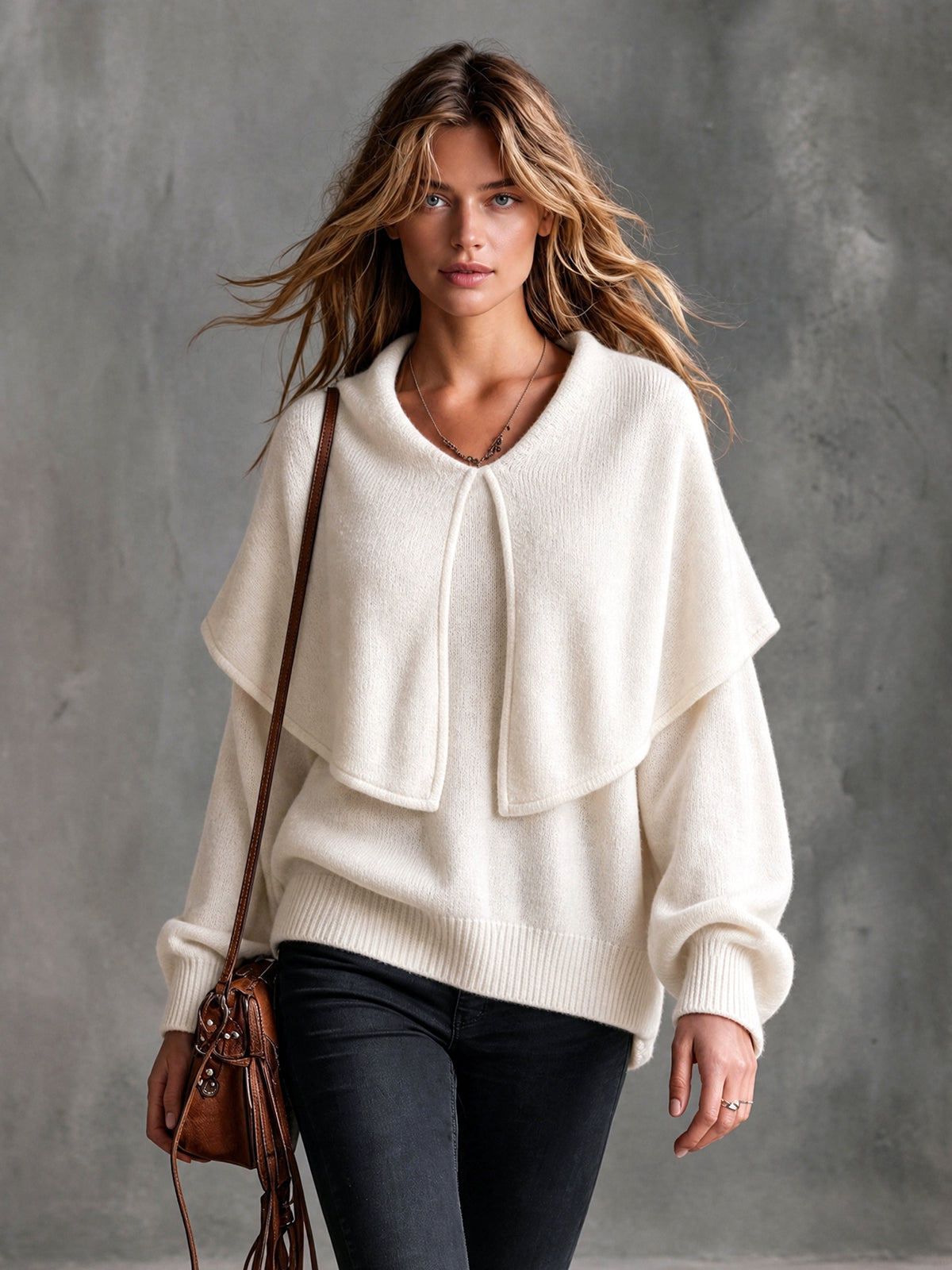 MILLICENT | BEIGE LAPEL SWEATER