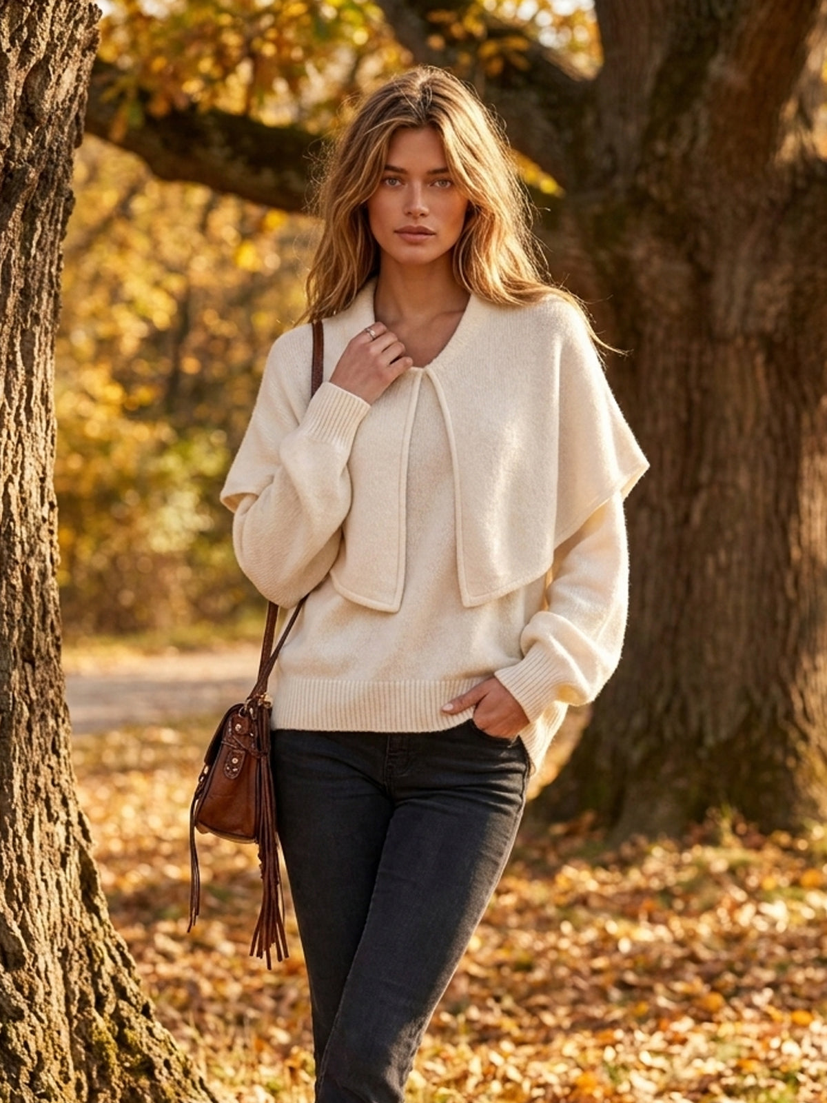 MILLICENT | BEIGE LAPEL SWEATER