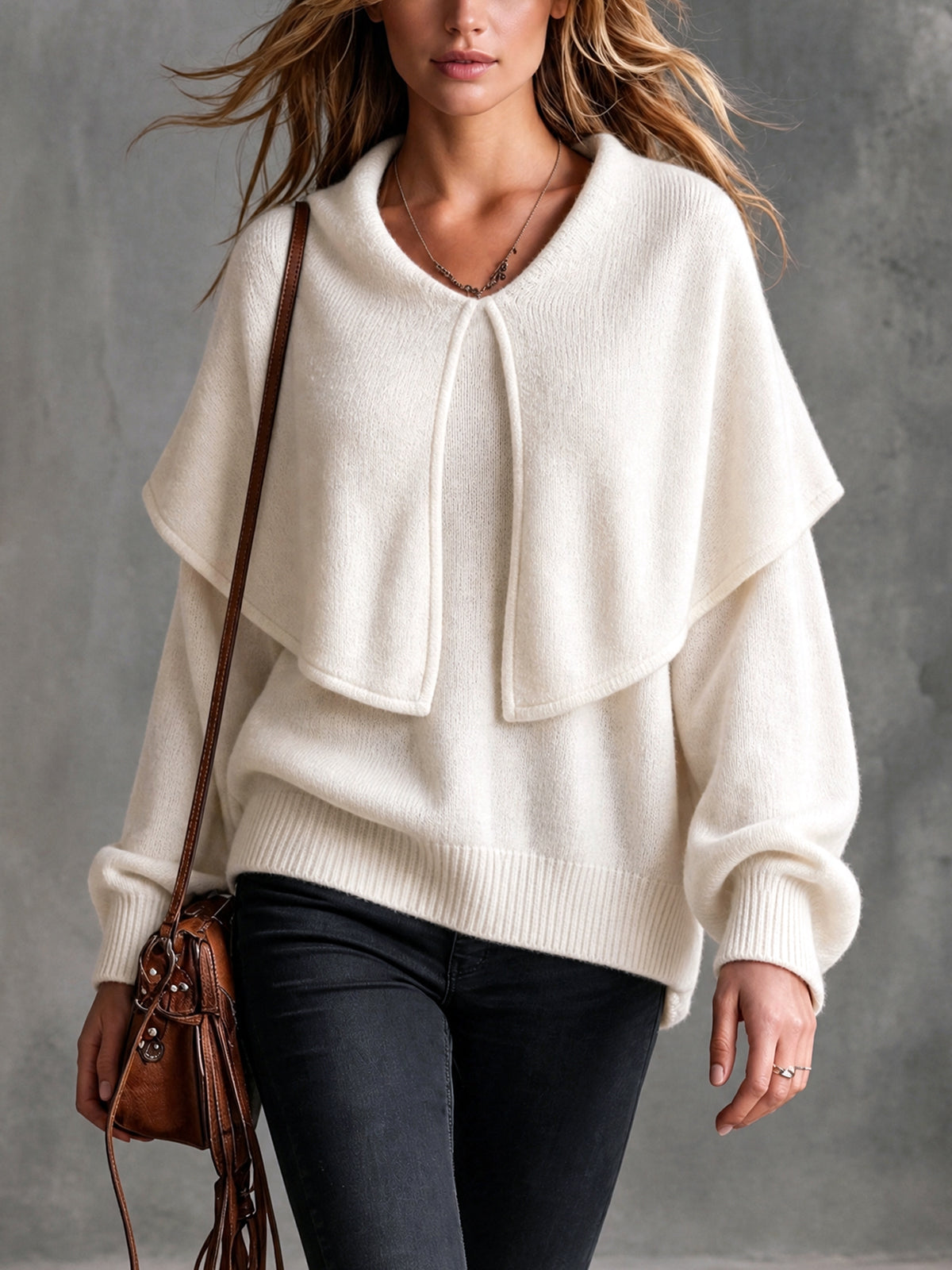 MILLICENT | BEIGE LAPEL SWEATER