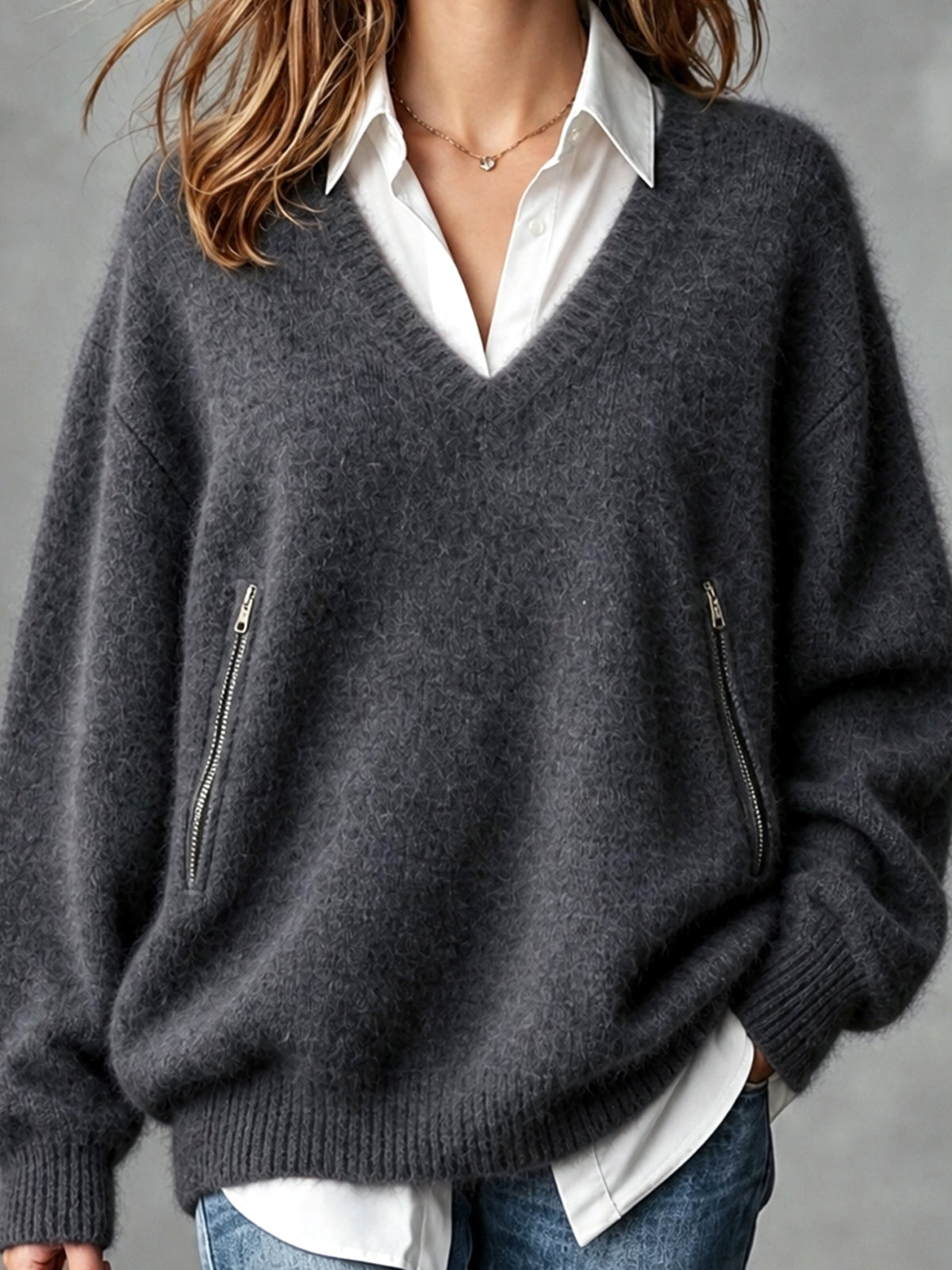 REGINA | GREY MOHAIR SWEATER