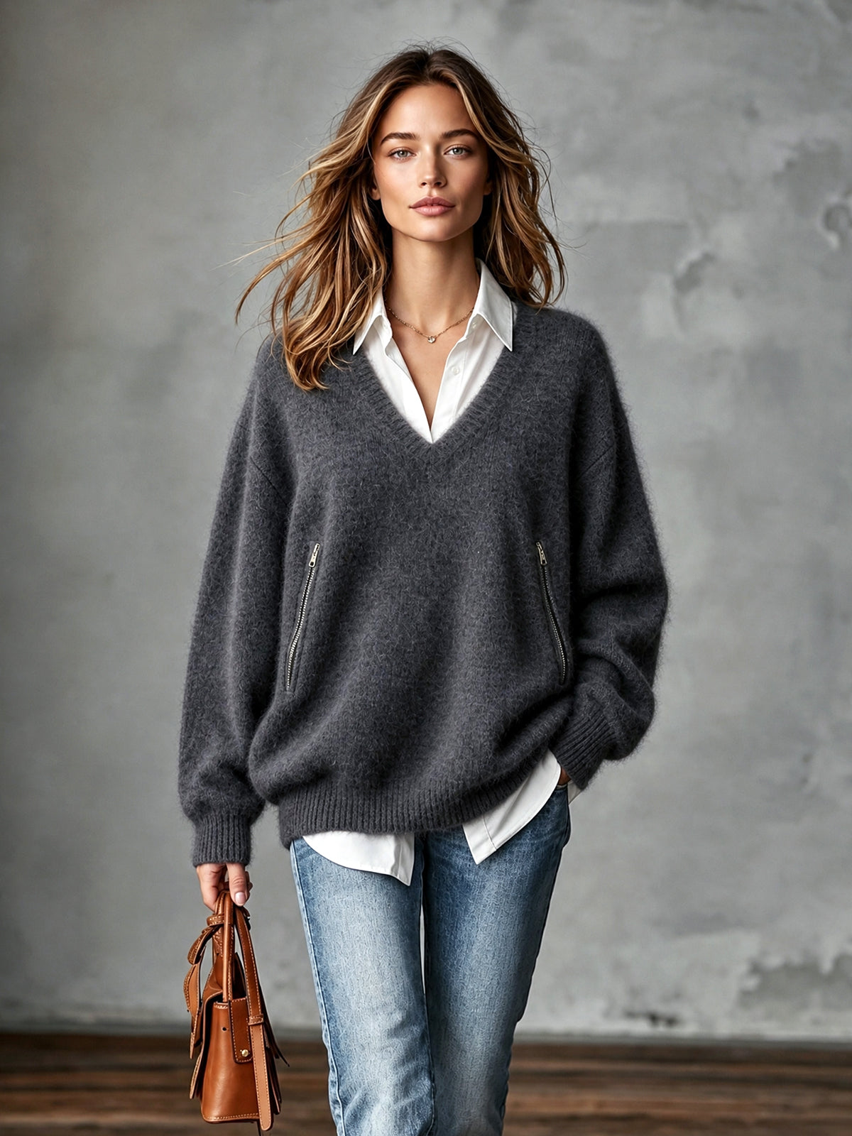 REGINA | GREY MOHAIR SWEATER