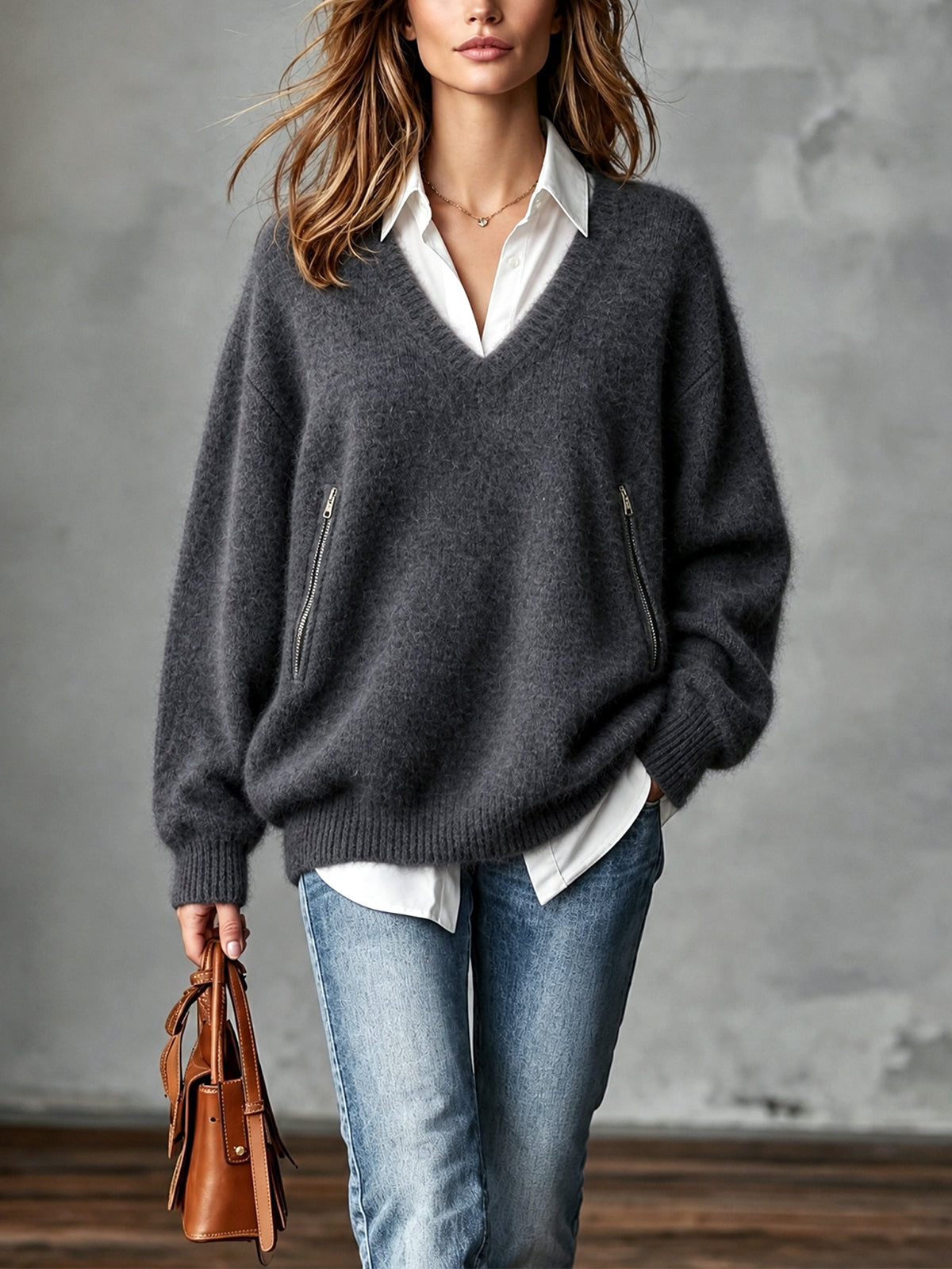REGINA | GREY MOHAIR SWEATER