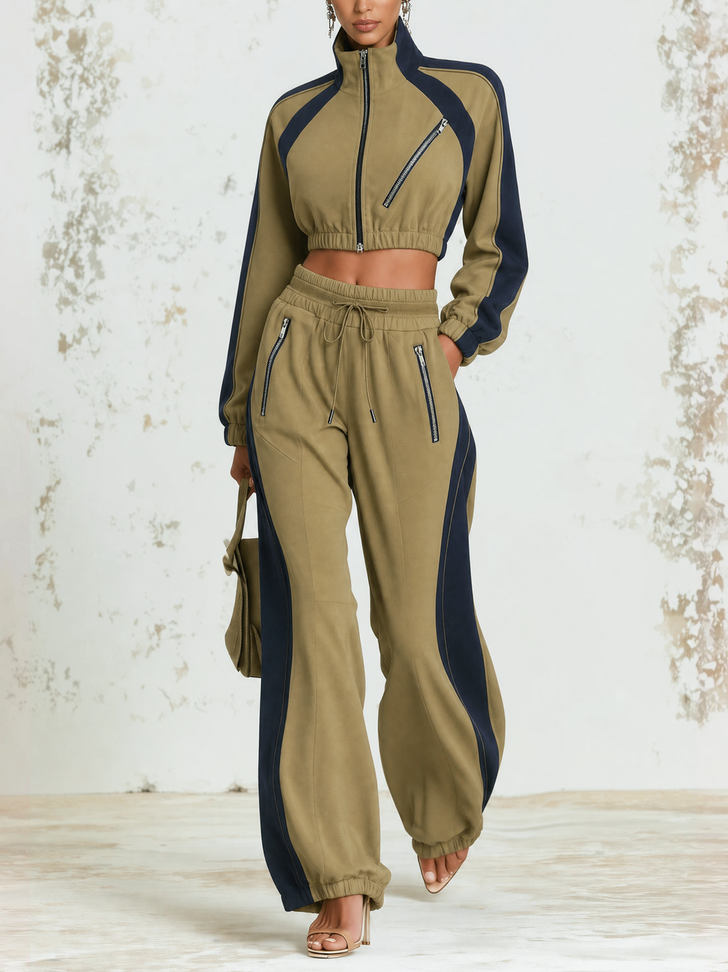 Khaki Contrast Track Set