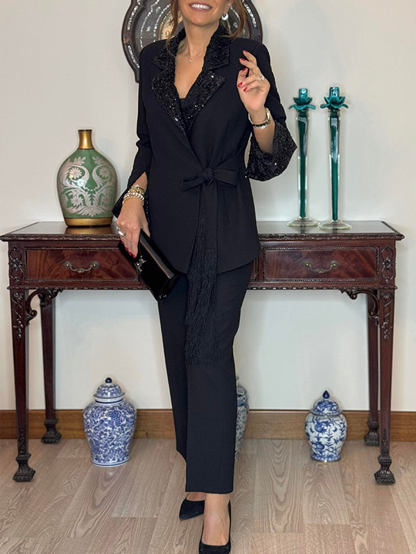 Dorinelle - Chic Sequin Blazer and Pants Set