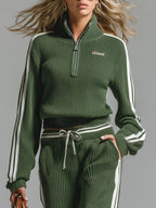 Helivessora - Sport Chic Striped Loose Fit Two-Piece Set