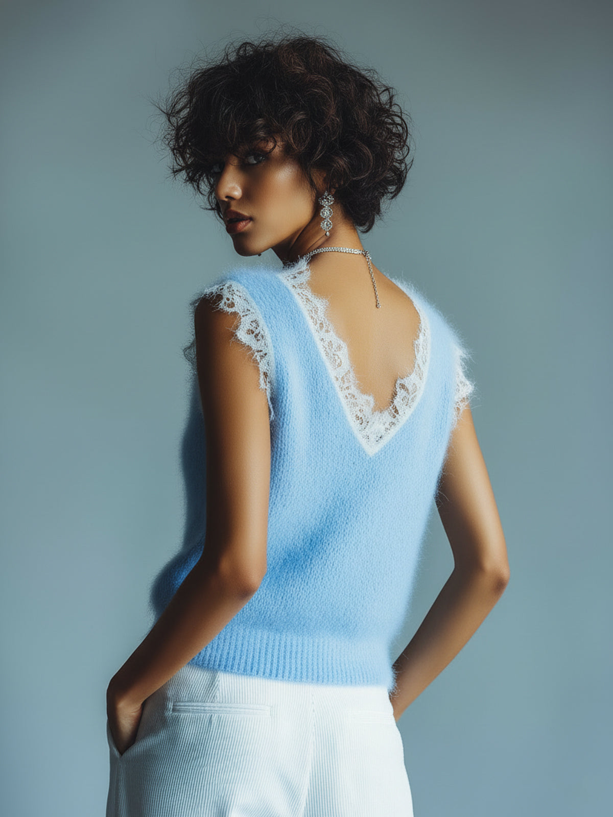 SIGNE | BLUE LACE KNIT VEST