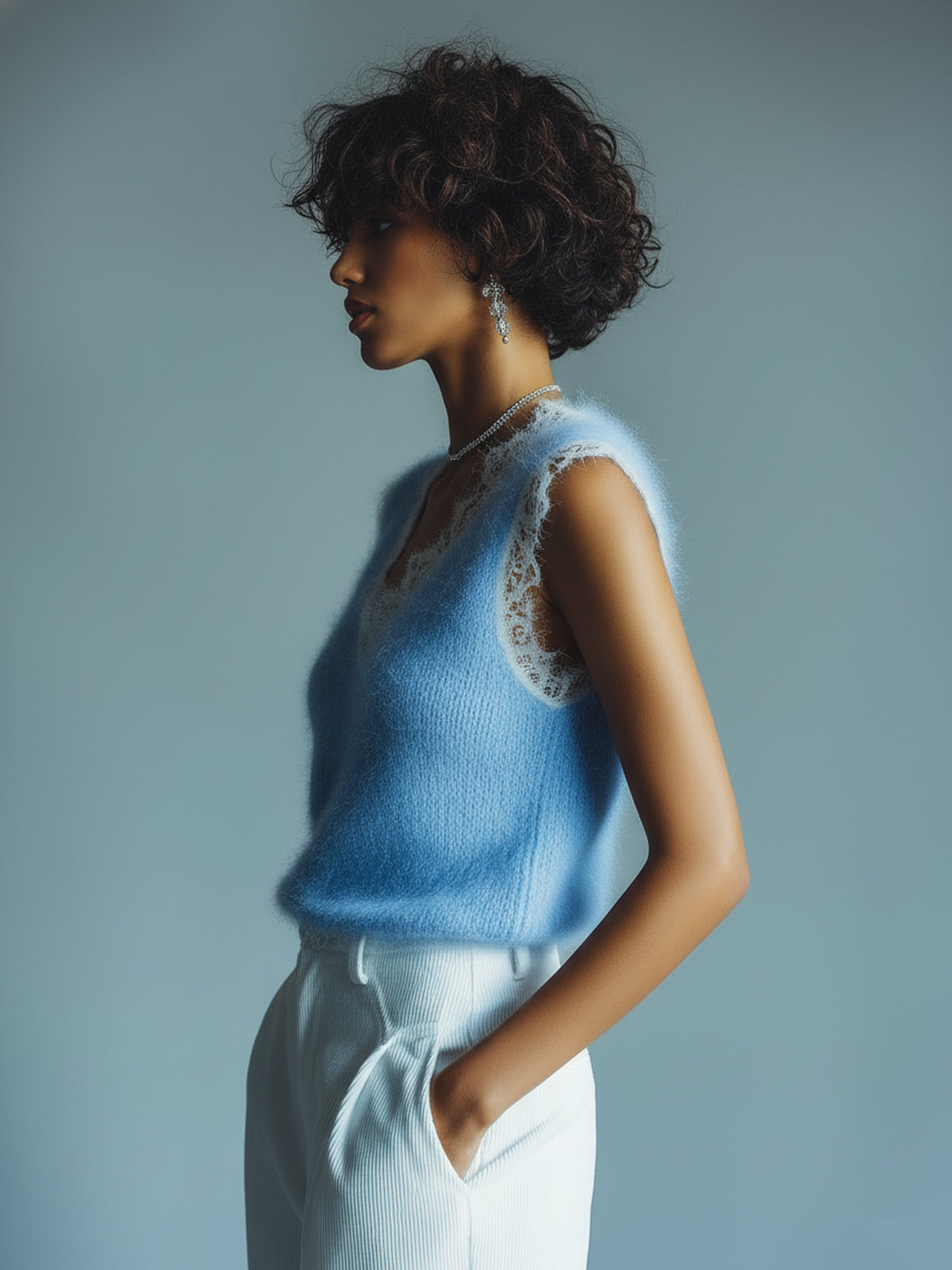 SIGNE | BLUE LACE KNIT VEST
