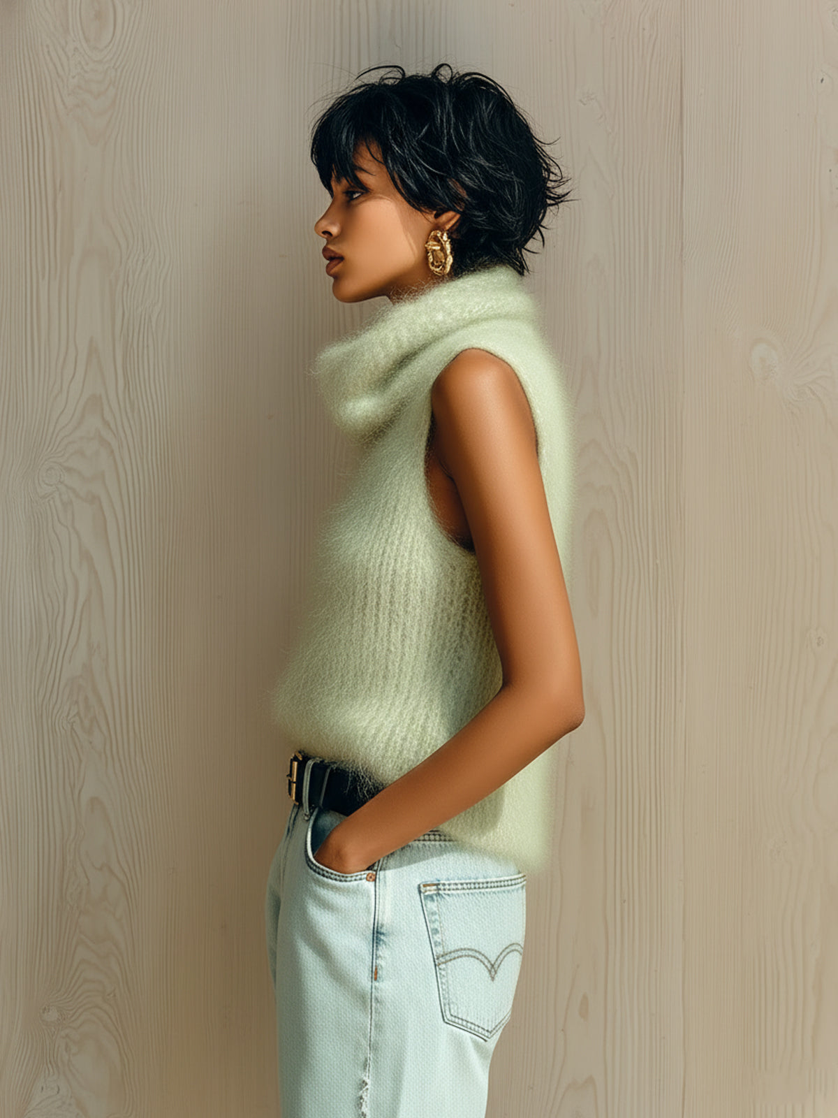 SEREN | GREEN COWL KNIT TANK
